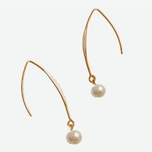Anthropologie Gold Hook Freshwater Pearl Earrings